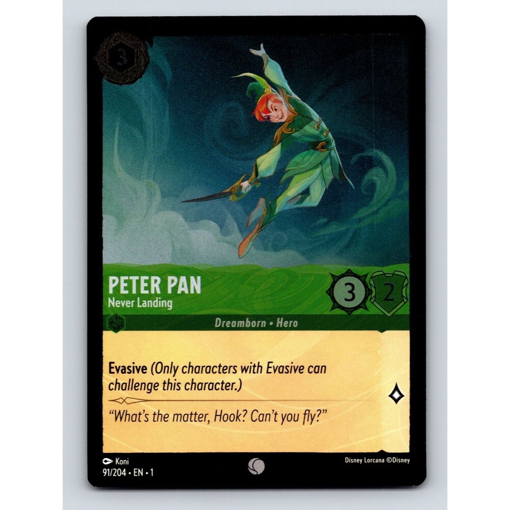 Basic Peter Pan HP 3 Evasive Dreamborn Hero Green Adventure Disney Lorcana